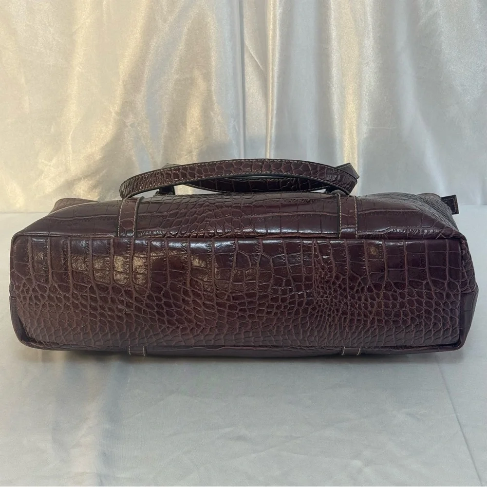 Worthington Tote Laptop Business Carry On Bag Crocodile Embossed Faux Leather